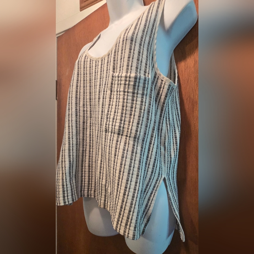 HOST PICK! 🎉Zara White/cream & Black Collection Knit Striped Tank Top SzL NWOT - Picture 3 of 7